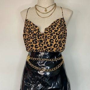 Leopard Cami Cowlneck Bodysuit